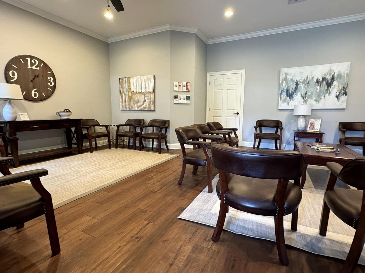 The warm, comfortable waiting room at Chad Gardner, DDS